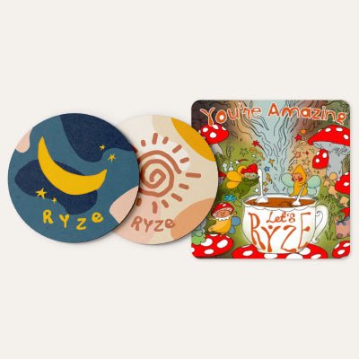 Coasters + Mushroom Magnet - Soft Pick