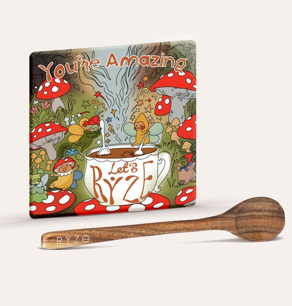 Mushroom Magnet + Acacia Spoon - Soft Pick