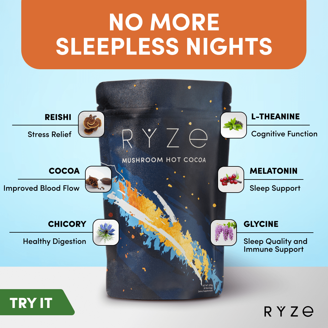 RYZE Hot Cocoa - with 6 Sleep Superfoods to Help Fall Asleep and Stay Asleep - Soft Pick