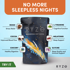 RYZE Hot Cocoa - with 6 Sleep Superfoods to Help Fall Asleep and Stay Asleep - Soft Pick