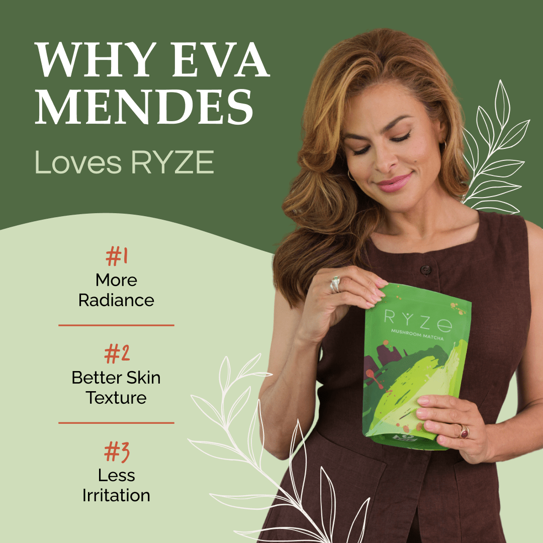 RYZE Matcha - with 6 Organic Adaptogenic Mushrooms Grown In USA and Ceremonial-Grade Japanese Matcha - Ready Routine