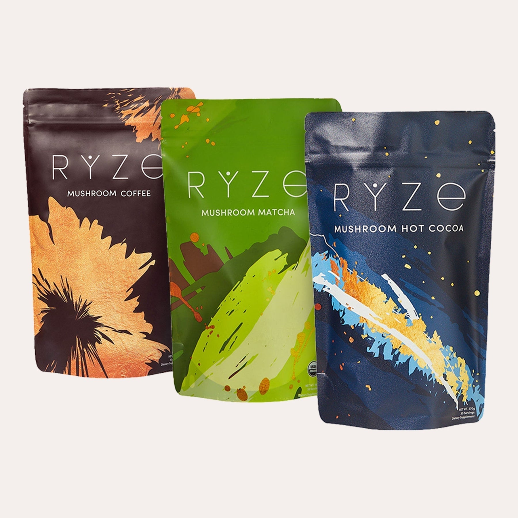 RYZE Matcha - with 6 Organic Adaptogenic Mushrooms Grown In USA and Ceremonial-Grade Japanese Matcha - Ready Routine