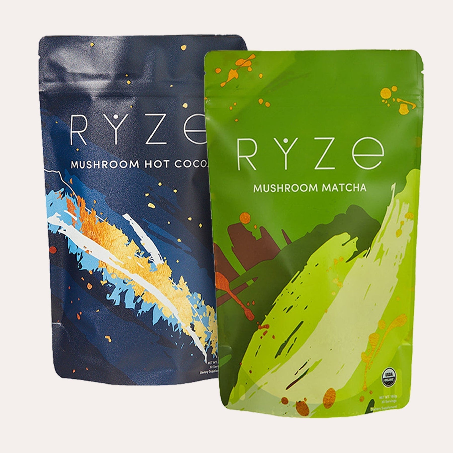 RYZE Matcha - with 6 Organic Adaptogenic Mushrooms Grown In USA and Ceremonial-Grade Japanese Matcha - Weekend Pair